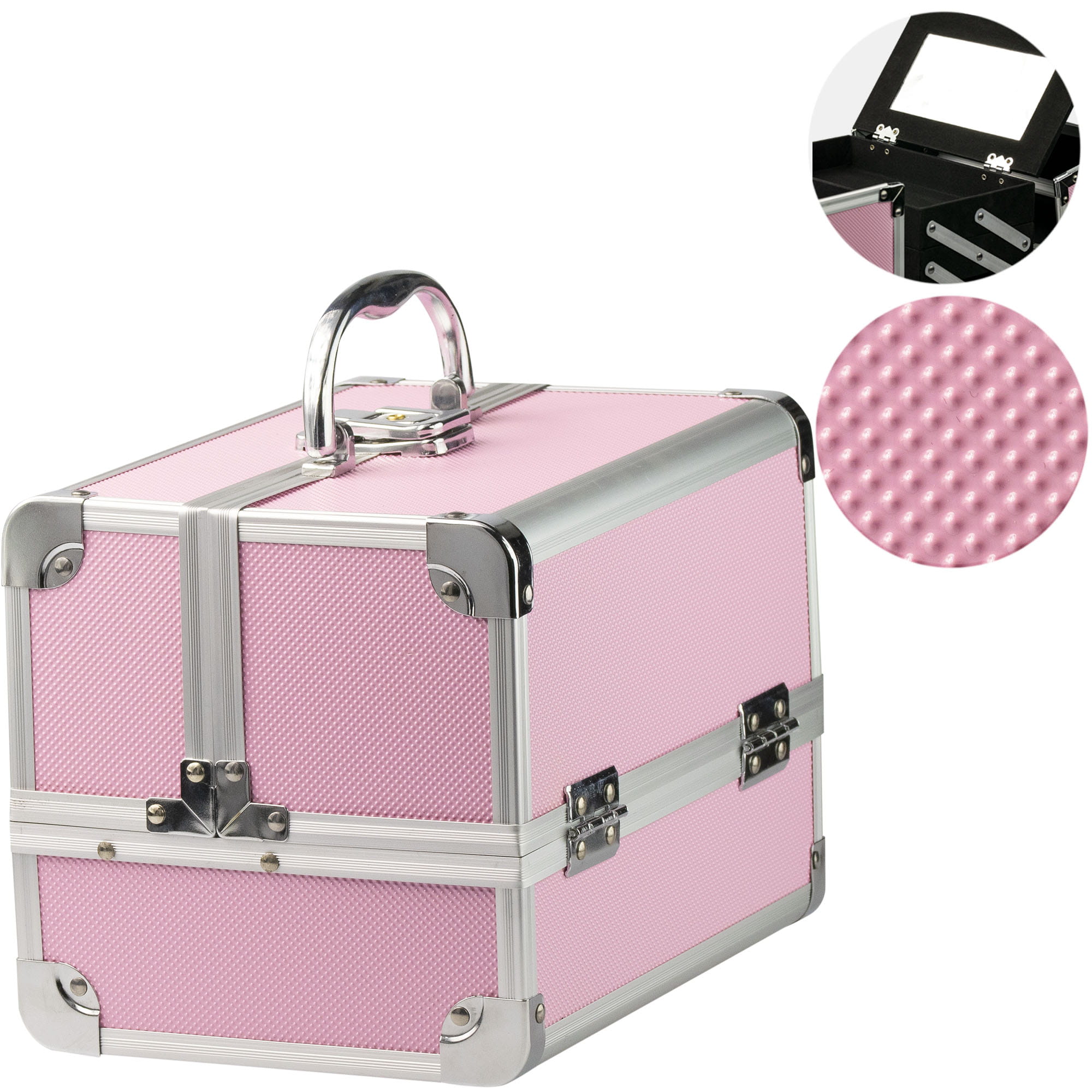 Kuferek kosmetyczny z lusterkiem – Pink (model 02)